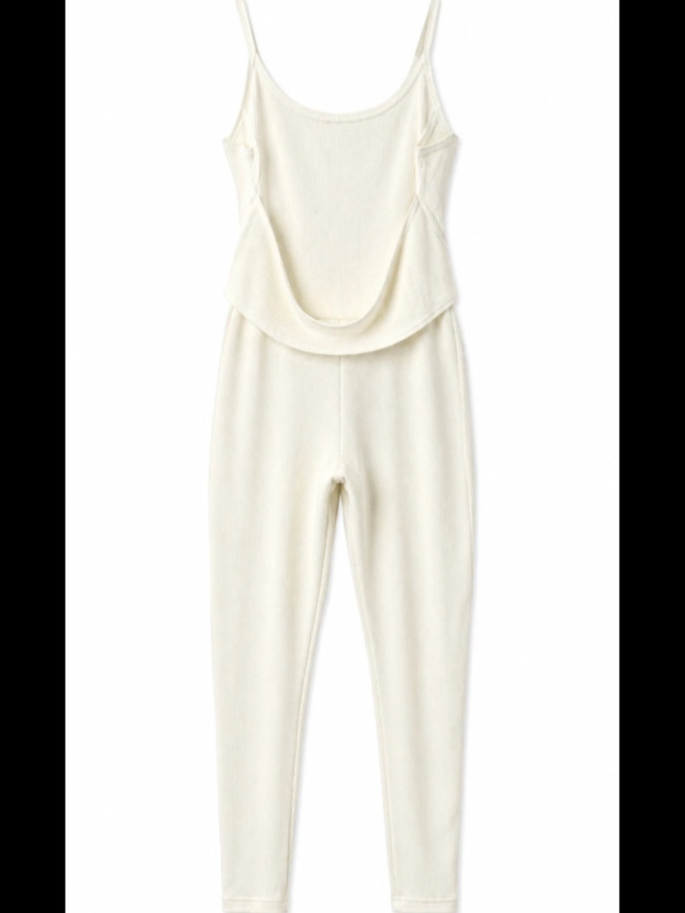 Shoe Dazzle Cream Ribbed Sleeveless Scoop-Neck Jumpsuit